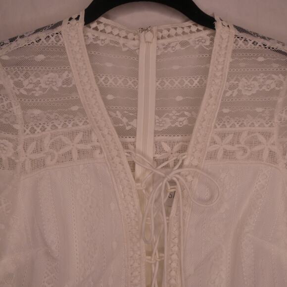 Saylor women's extra small long‎ sleeve Ivory lace romper Boho - Picture 1 of 8